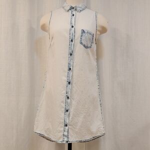 Acid Washed Denim Button-Down Sleeveless Dress - Harmony & Havoc